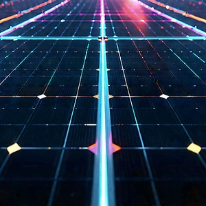 Solar Panel With Neon Accents With Futuristic, Colorful