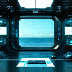 Futuristic Tech Startup Office With Futuristic Setting,