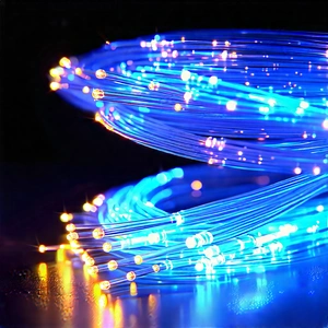 Close-up Of Fiber Optic Cables With Close-up Blue