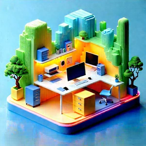 Futuristic Tech Startup Office With Three-dimensional Model