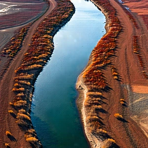 Nature Stock Photography: Aerial View Of Winding River With River Flows