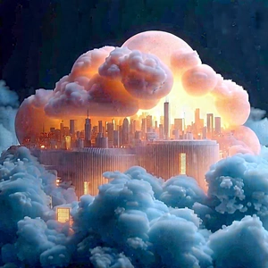 Cloud Computing Visualization With Cityscape Depicted