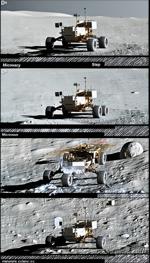 A Robotic Vehicle, Possibly A Rover, Driving On A Rocky Surface