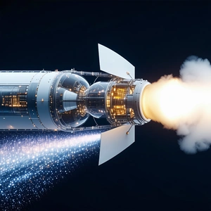 A Rocket Is Shown In A Close-up Shot, With Its Engine And Exhaust Visible