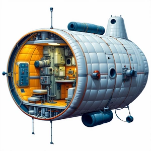 In The Image, There Is A Large, Round, And White Spacecraft With A Hollow Interior