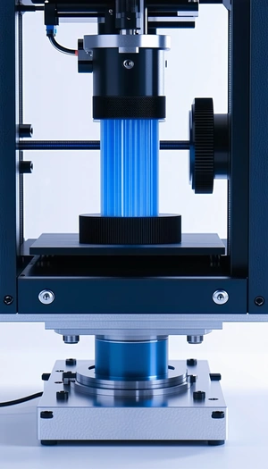A Blue Object, Possibly A Piece Of Machinery Or A Scientific Instrument, Sitting On A Table
