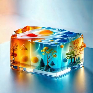 Abstract Food Photography: Liquid Structure With Gradient With Large, Colorful