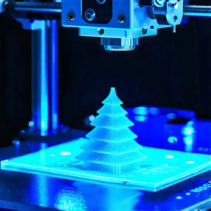 Tech Linocut Print: 3d Printer With Blue Light (glow:1.28) With Printer Creating