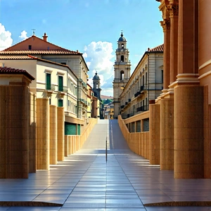 Urban Architectural Photography: Urban Street With Historic Buildings With Narrow Alleyway