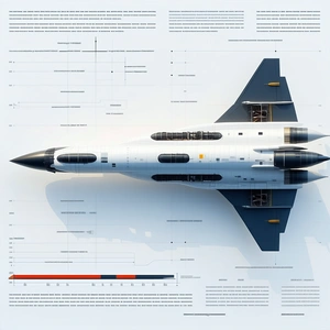 A Large, White, And Gray Fighter Jet Is Shown In A Diagram