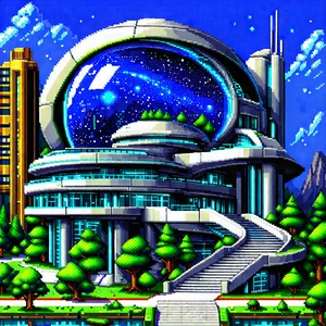 (futuristic:1.17) Innovation Hub With Computer-generated Drawing