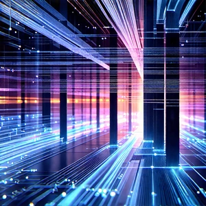 Close-up of fiber optic cables