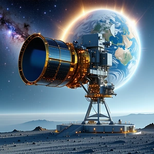 A Large, Futuristic-looking Spacecraft With A Large Dome On Top, Situated On A Barren