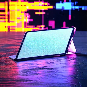 Tablet With Glowing Screen With Small, Rectangular,
