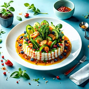 Lifestyle Isometric Design: Plant-based dish prepared with seasonal produce