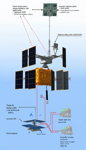 A Satellite In Space, With A Large Antenna Attached To It