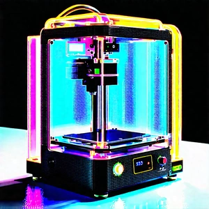 3d Printer With Neon Accents With Printer Sitting