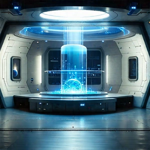 Futuristic Research Laboratory With Image, There