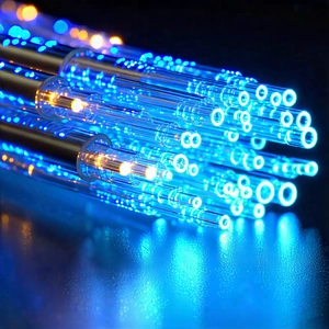 Tech Advertising Photography: Close-up Of Fiber Optic Cables With Close-up Blue