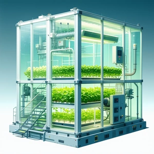 A Large, Futuristic Greenhouse Filled With Various Plants