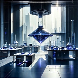 Tech Etching: (futuristic:1.26) Research Laboratory With Image, There