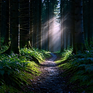 Nature Advertising Photography: Path Through Dense Forest With Serene Forest