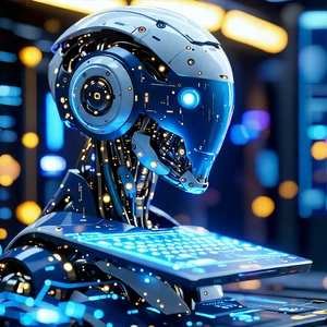 Tech Concept Art: Robot with data streams