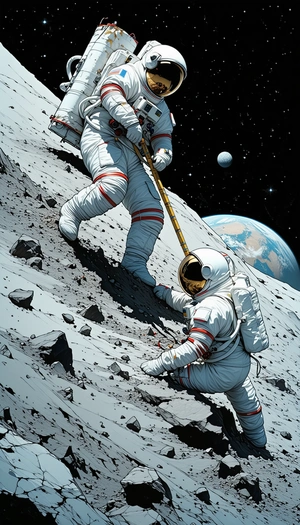 image, there astronauts moon