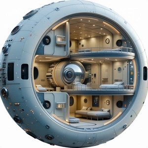 A Futuristic Space Station With A Large, Round, And Open Design