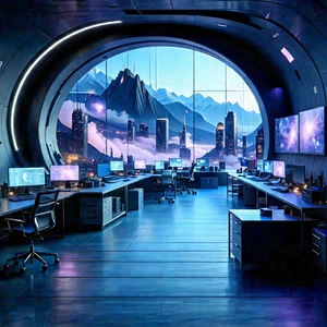 Futuristic Tech Startup Office With Image, There