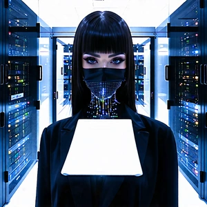 Tech Advertising Photography: (futuristic:1.42) server room