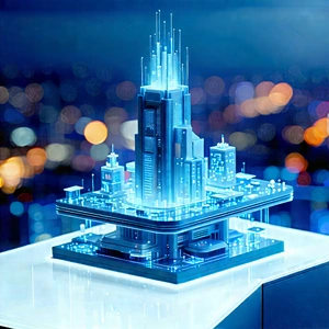 (futuristic:1.14) Tech Startup Office With Futuristic Cityscape