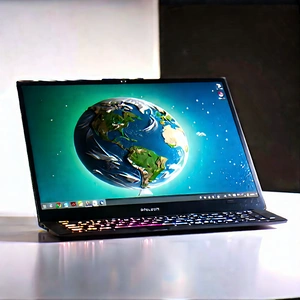 Laptop With Digital Artwork With Laptop Computer