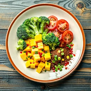 Lifestyle Hdr Photography: Healthy Meal Prepared With Vibrant Colors With White Plate