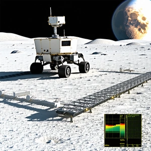 A White Rover Vehicle On A Snowy Surface, Possibly On The Moon