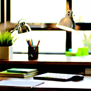Business Professional Photography: Workplace With Modern Office Supplies On Desk With Desk Computer