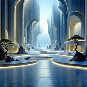 Futuristic Innovation Hub With Image, There