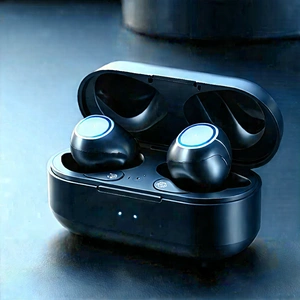 Wireless Earbuds With Data Visualization With Black Case