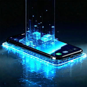 Tech Matte Painting: Smartphone With Holographic Display With Cell Phone