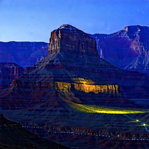 Nature Editorial Photography: Canyon During Blue Hour With Majestic Mountain