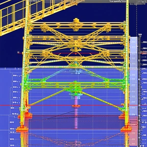A Computer-generated Image Of A Large Yellow Structure Is Displayed On A Computer Screen