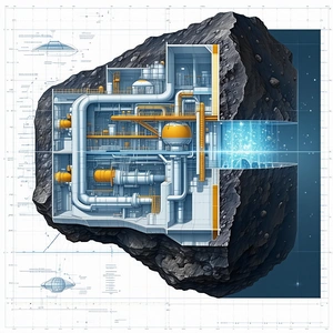 A Large Rock Is Sitting In The Middle Of A Room, Surrounded By Pipes And Tubes