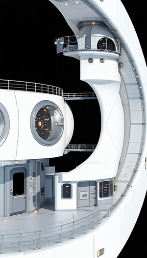 The Image Is A Black And White Photo Of A Space Station