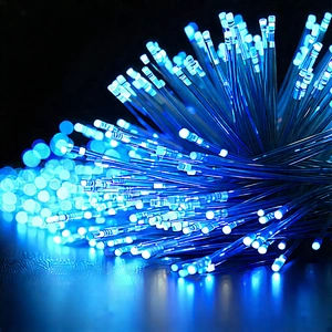 Close-up Of Fiber Optic Cables With Close-up Blue