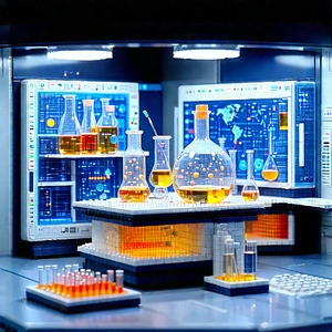Educational Technology In Modern Laboratory With Futuristic Laboratory