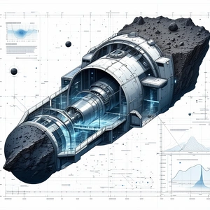 A Futuristic Spacecraft Is Shown In A Blue And White Drawing