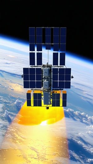 A Space Shuttle With A Large Solar Panel Array On Its Back