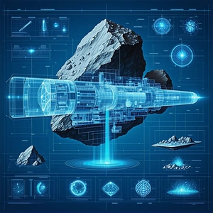 futuristic illustration spacecraft, featuring large