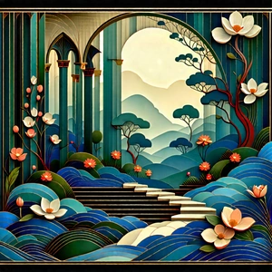 Abstract Art Nouveau Style: Layered Patterns With Painting Beautiful