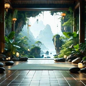 Lifestyle Stock Photography: Wellness Scene With Meditation Space With Image, There